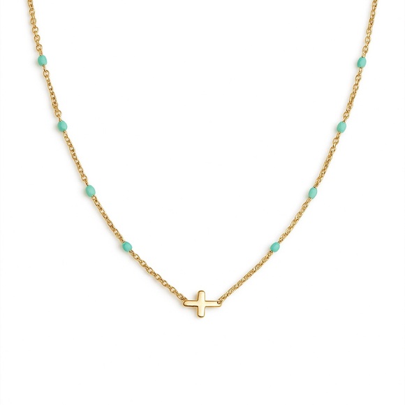 Anthropologie Jewelry - ⚜️ Gold and Turquoise Beaded Necklace